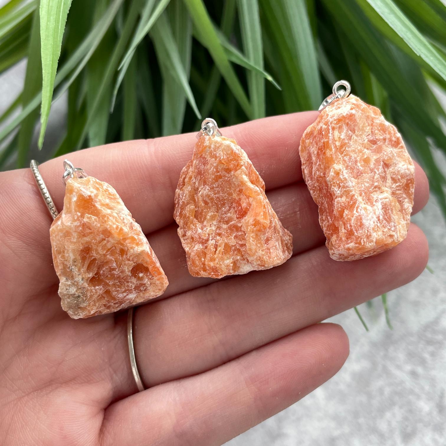 Rough Mini Pendant - Orange Calcite Rough Mini Pendant - Orange Calcite